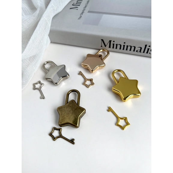 4pc Pentagram Shaped Lock Mini Drawer Luggage Padlock With Key Heart Shaped Lock For Dormitory Cabinet