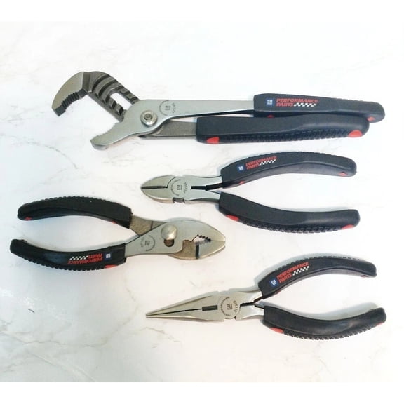 4pc Performance Tool Pliers Set. Long Nose Diagonal Slip Groove Joint Pliers