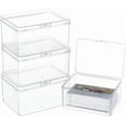 thumbnail image 1 of 4pc Plastic Bead Containers with Hinged Lid Rectangle Clear 10x6.6x3.85cm, 1 of 6