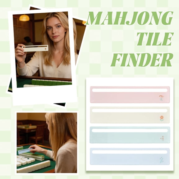 4pc Premium Mahjong Line Finder Set – Non-Fade High Contrast Ink, Beginner & Pro Game Strategy Tool with Protective Film