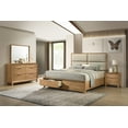 thumbnail image 1 of 4pc Queen Size Platform Bed Set Footboard Storage Light Wood Grain Finish, 1 of 6