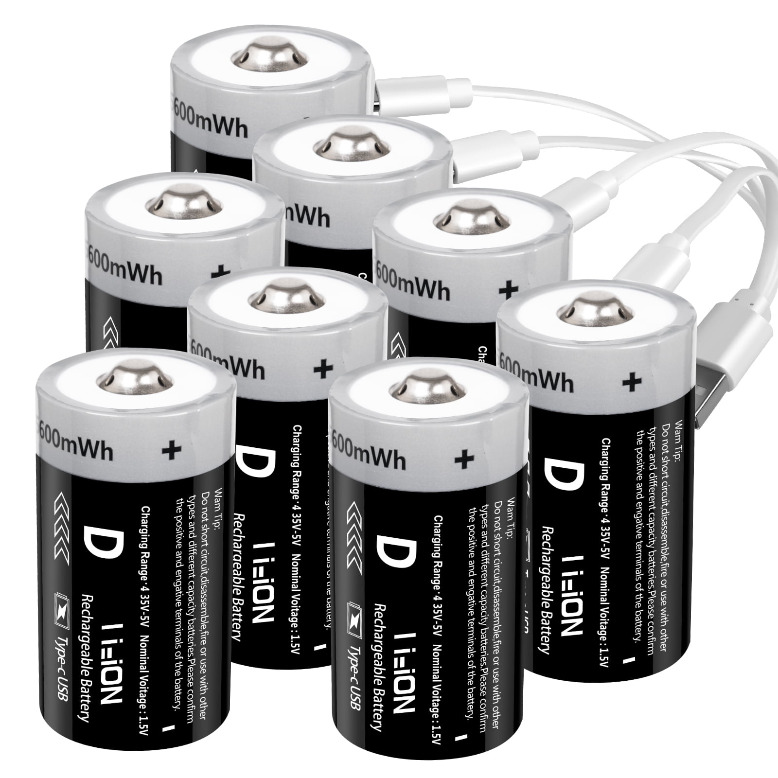 4pc-Rechargeable High Capacity D Size Battery Batteries 1.5V ...