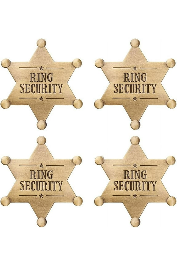 4pc Ring Security Badge Metal Ring Bearer Badge Wedding Breastpin Security Gift Accessories for Wedding Keepsake Party Rehearsal Boys Youngs for DIY