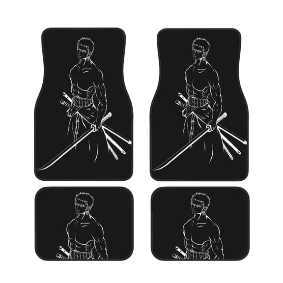 4pc Roronoa Zoro Car Floor Mats Set Anti Skid Vehicle Floor Mat Car Carpet For Most Cars Sedan Suv Truck Universal Auto Interior Accessories