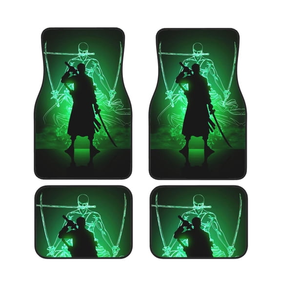 4pc Roronoa Zoro Car Floor Mats Set Anti Skid Vehicle Floor Mat Car Carpet For Most Cars Sedan Suv Truck Universal Auto Interior Accessories
