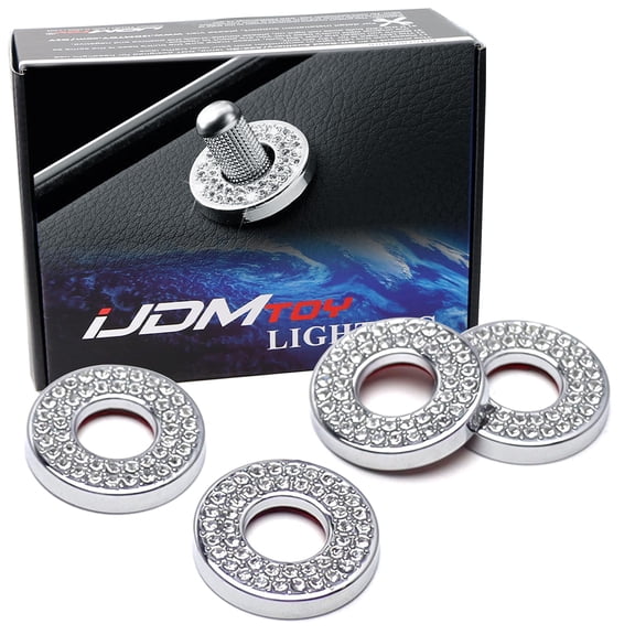 4pc Round Shape Bling Bling Rhinestone Crystal Alloy Door Lock Pin Surrounding Decoration Rings For Mercedes C E S GLC GLE Class (W205 W213 X205 W166)