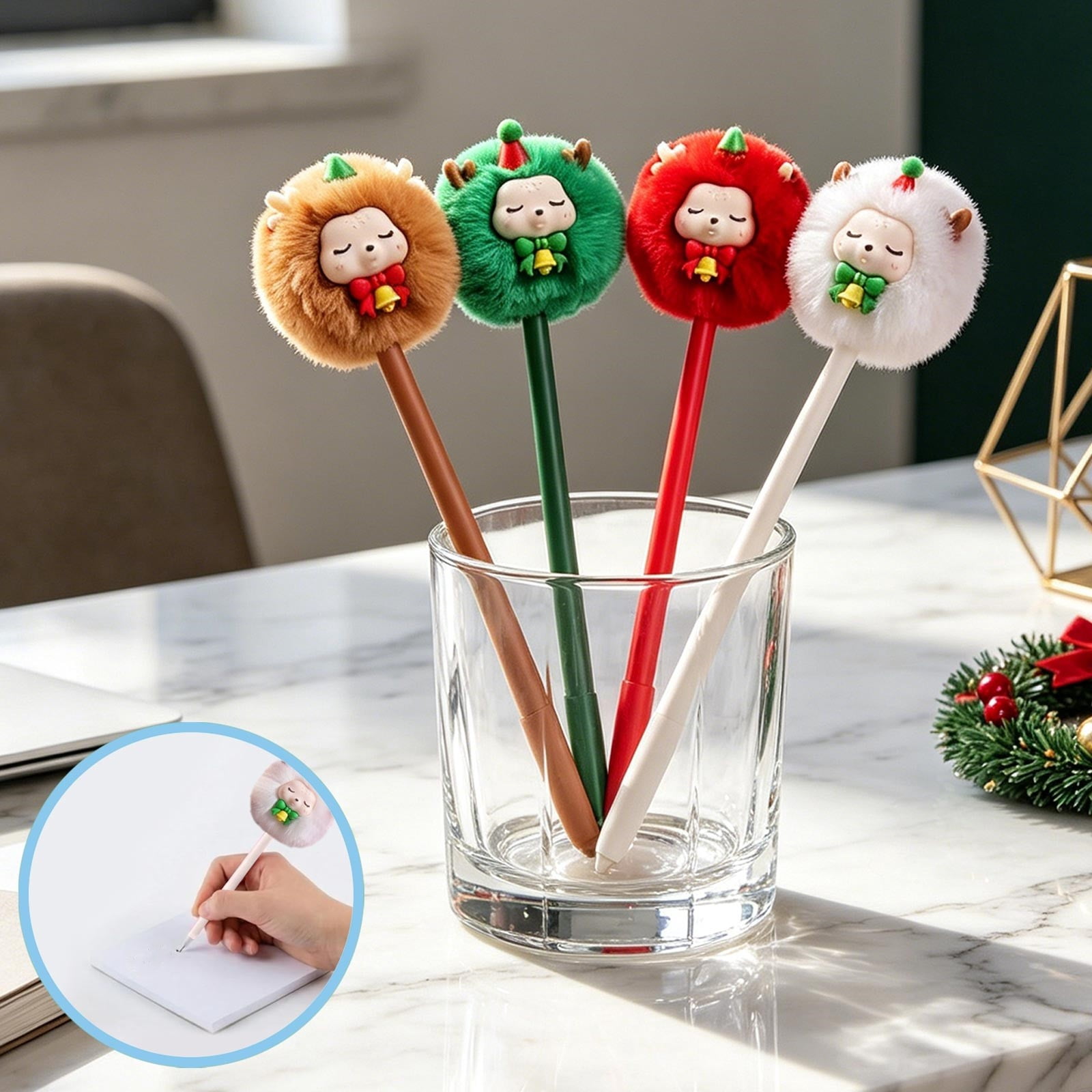 4pc campus Starting Season Student Stationery Plushes Ball Gel Pen, Gel ...