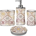thumbnail image 1 of 4pc Sedona Stylish Bathroom Accessories Set Shower Soap Dispenser, Tumbler, Tooth Brush Holder and Toothpaste Holder, Soap Dish Classic Contemporary Decor Unique Design Modern Bath Set, 1 of 13