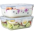 thumbnail image 1 of 4pc Set 8-Cup 64oz Clear Glass Food Storage Containers with Airtight Lids, Freezer Safe, Microwave & Oven Safe, Stackable Meal Prep Containers for Pantry Organizer, 1 of 9