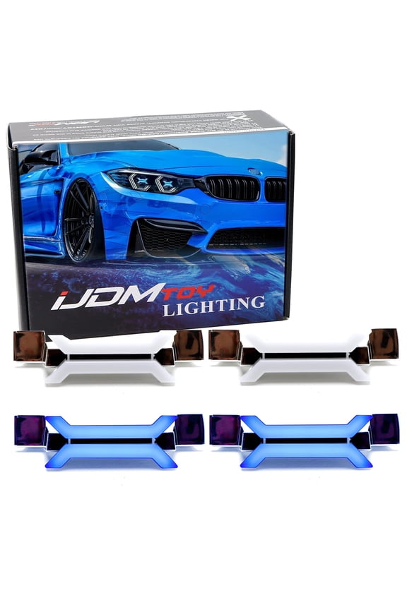 4pc Set Blue Concept X Inner Front Lamp Center Decoration Trims, For BMW F30 F32 3 4 Series F80 F81 F82 F83 M3 M4 w/LED Front Lamp