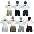 thumbnail image 1 of 4pc Set Boy Toddler Formal Brown Bow Tie White Gray Navy Khaki Shorts + Hat S-4T, 1 of 2