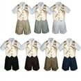 thumbnail image 1 of 4pc Set Boy Toddler Formal Champagne Vest and Necktie Black Khaki Shorts S-4T, 1 of 2
