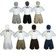 thumbnail image 1 of 4pc Set Boy Toddler Formal Dark Gray Bow Tie White Navy Khaki Shorts + Hat S-4T, 1 of 2