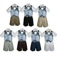 thumbnail image 1 of 4pc Set Boy Toddler Formal Dark Gray Vest and Bow tie White Khaki Shorts S-4T, 1 of 2