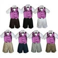 thumbnail image 1 of 4pc Set Boy Toddler Formal Eggplant  Vest and Bow tie White Khaki Shorts S-4T, 1 of 2