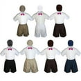 thumbnail image 1 of 4pc Set Boy Toddler Formal Fuchsia Bow Tie White Navy Khaki Shorts + Hat S-4T, 1 of 2