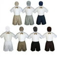 thumbnail image 1 of 4pc Set Boy Toddler Formal Gold Bow Tie White Navy Khaki Shorts + Hat S-4T, 1 of 2