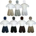 thumbnail image 1 of 4pc Set Boy Toddler Formal Ivory Bow Tie White Navy Khaki Shorts + Hat S-4T, 1 of 2