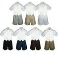 thumbnail image 1 of 4pc Set Boy Toddler Formal Ivory Vest and Bow tie White Khaki Shorts S-4T, 1 of 2