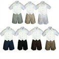 thumbnail image 1 of 4pc Set Boy Toddler Formal Ivory Vest and Necktie Black Navy Khaki Shorts S-4T, 1 of 2