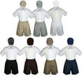 thumbnail image 1 of 4pc Set Boy Toddler Formal Lilac Bow Tie White Navy Khaki Shorts + Hat S-4T, 1 of 2