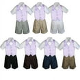 thumbnail image 1 of 4pc Set Boy Toddler Formal Lilac Vest and Bow tie White Khaki Shorts S-4T, 1 of 2