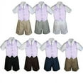 thumbnail image 1 of 4pc Set Boy Toddler Formal Lilac Vest and Necktie Black Navy Khaki Shorts S-4T, 1 of 2