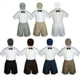 thumbnail image 1 of 4pc Set Boy Toddler Formal Navy Bow Tie White Navy Khaki Shorts + Hat S-4T, 1 of 2