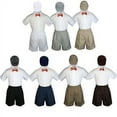 thumbnail image 1 of 4pc Set Boy Toddler Formal Orange Bow Tie White Navy Khaki Shorts + Hat S-4T, 1 of 2