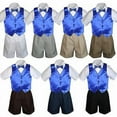 thumbnail image 1 of 4pc Set Boy Toddler Formal Royal Blue Vest and Bow tie White Khaki Shorts S-4T, 1 of 2