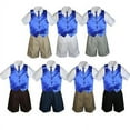 thumbnail image 1 of 4pc Set Boy Toddler Formal Royal Blue Vest and Necktie Black  Khaki Shorts S-4T, 1 of 2