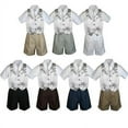 thumbnail image 1 of 4pc Set Boy Toddler Formal Silver Vest and Necktie Black Navy Khaki Shorts S-4T, 1 of 2