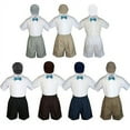 thumbnail image 1 of 4pc Set Boy Toddler Formal Turquoise Bow Tie White Navy Khaki Shorts+Hat S-4T, 1 of 2