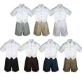 thumbnail image 1 of 4pc Set Boy Toddler Formal White Vest and Necktie Black Navy  Khaki Shorts S-4T, 1 of 2