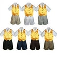 thumbnail image 1 of 4pc Set Boy Toddler Formal Yellow Vest and Necktie Black Navy  Khaki Shorts S-4T, 1 of 2