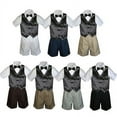 thumbnail image 1 of 4pc Set BoyToddler Formal Party Black Vest and Bow tie White Khaki Shorts S-4T, 1 of 2