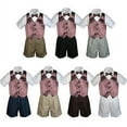 thumbnail image 1 of 4pc Set BoyToddler Formal Party Brown Vest and Bow tie White Khaki Shorts S-4T, 1 of 2