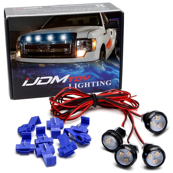 4pc Set Custom Retrofit Xenon White Front Grille Mesh Mount LED Lighting Kit For Trucks SUVs
