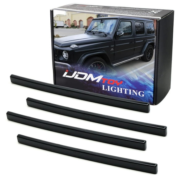 4pc Set Dark Smoked Front & Rear Side Marker Reflectors For Mercedes 2019-up W463A G-Class G500 G550 G63 AMG, Replace OEM Amber/Red Reflex Strips