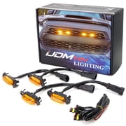 4pc Set Front Grille Lighting Kit For 2016-2023 Toyota Tacoma w/TRD Pro Grill ONLY, Includes 4 4-SMD 2500K Amber LED Light Assy & Wiring Harness