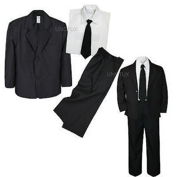 4pc Set Infant Boy Toddler Kid Teen Wedding Black Blazer Formal Tuxedo Suit S-20