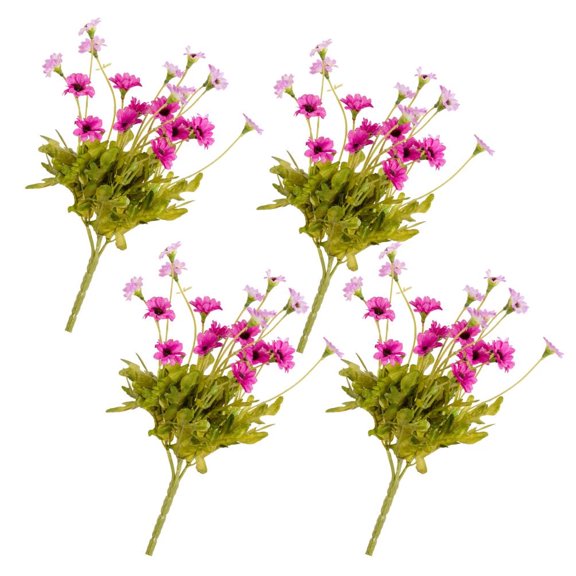 Factory Direct Craft Faux Pinks and Purples Dancing Daisy Bushes, Set of 4, 10.5 Inch Artificial Flower Bushes