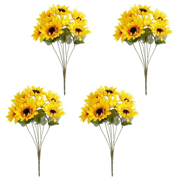 Factory Direct Craft Artificial Sunflower Bushes, Set of 4, 15-1/2 Inch Faux Fall Flower Bushes