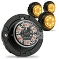 thumbnail image 1 of 4pc SnakeEye III AMBER LED Hideaway Strobe Light [SAE Class 1] [IP67 Waterproof] [72 Flash Mode] [Multi Units Sync-able] [Steady Override] Yellow Emergency Grille Light For Tow Truck Vehicle, 1 of 10