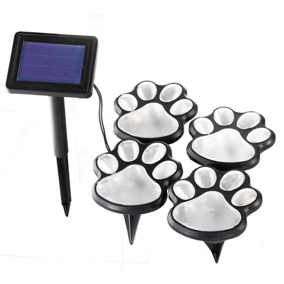 4pc Solar Powered LED Dog Paw Print Garden Lights - Weatherproof Outdoor Decor for Pet Lovers