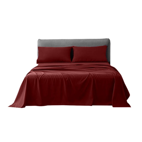 4pc Solid Burgundy Cal King Sheet Set with 15 Inch deep pocket, 100% Microfiber Sheet Set, Soft, Fade Resistant, Wrinkle Free Bed Sheets by Scala Home Fashions