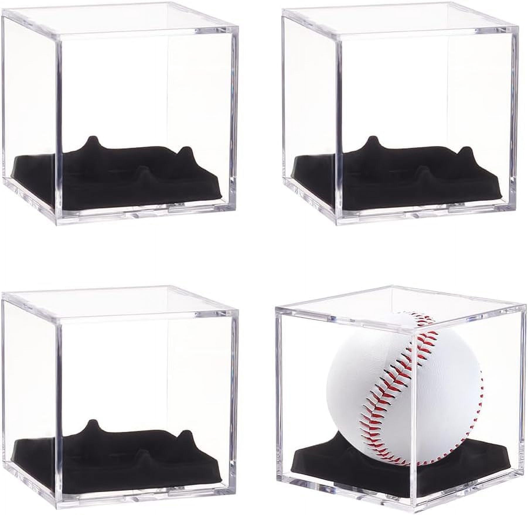 Baseball Storage Trunk 4pc Square Actylic Display Box Baseball Storage Case with Black Velvet ...