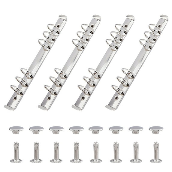 4pc Steel Binding Combs 6-Ring Loose Leaf Book Binder Hinged Clamp Comb Binding Spines Stainless Steel Color 227x20x32mm Hole: 4.5mm Inner Diameter: 25mm