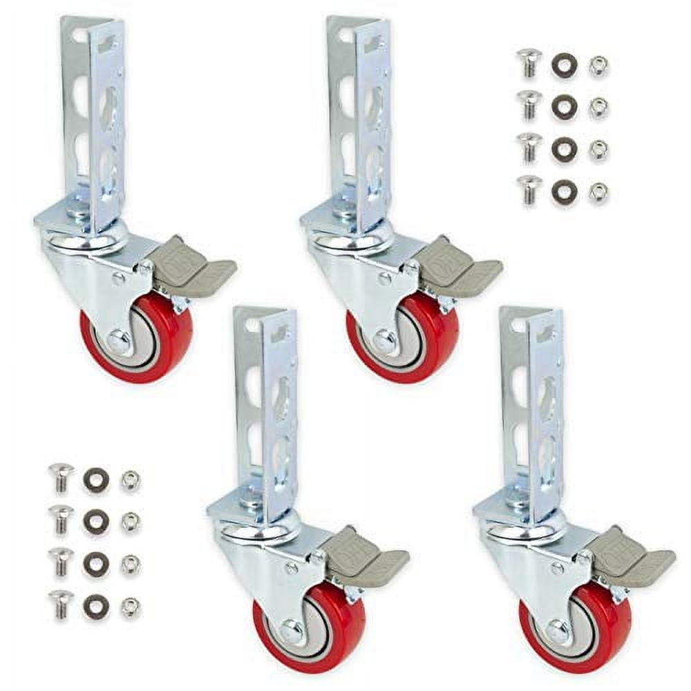 4-Piece Red Polyurethane Storage Rack Caster Wheels with Hardware