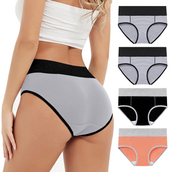 4pc Summer Savings Panties for Women Women's Comfortable High Waisted Panties Women's Physiological Underpants Body Shaping Briefs High Waisted Plus Size
